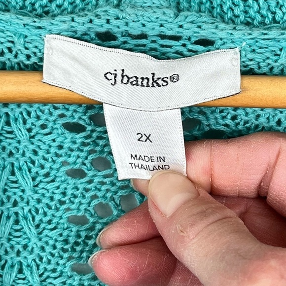 CJ Banks Plus Size Light Teal/Aqua Knit Cardigan Sweater Size 2X - Picture 9 of 12